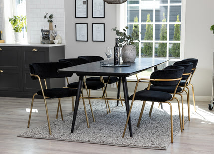 Venture Home Arrow & Gold Matstolar 2-pack Svart + Rektangulära Matbord 180 x 85 Svart
