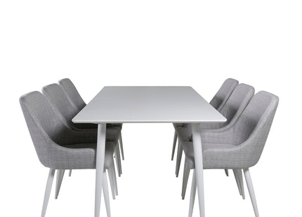 Venture Home Plaza & Polar Matstolar 2-pack Grå + Rektangulära Matbord 180 x 90 Vit