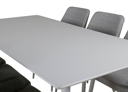 Venture Home Plaza & Polar Matstolar 2-pack Grå + Rektangulära Matbord 180 x 90 Vit