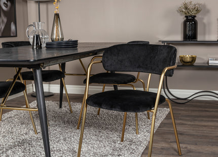 Venture Home Arrow & Gold Matstolar 2-pack Svart + Rektangulära Matbord 180 x 85 Svart