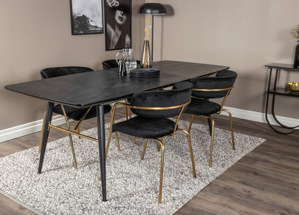 Venture Home Arrow & Gold Matstolar 2-pack Svart + Rektangulära Matbord 180 x 85 Svart