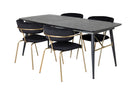 Venture Home Arrow & Gold Matstolar 2-pack Svart + Rektangulära Matbord 180 x 85 Svart