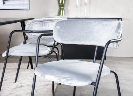 Venture Home Arrow & Dipp Matstolar 2-pack Grå + Rektangulära Matbord 180 x 90 Svart