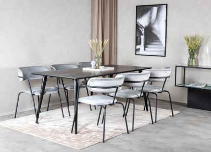 Venture Home Arrow & Dipp Matstolar 2-pack Grå + Rektangulära Matbord 180 x 90 Svart