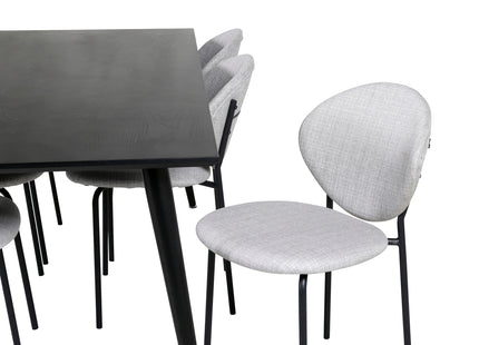 Venture Home Vault & Dipp Matstolar 2-pack Grå + Rektangulära Matbord 180 x 90 Svart