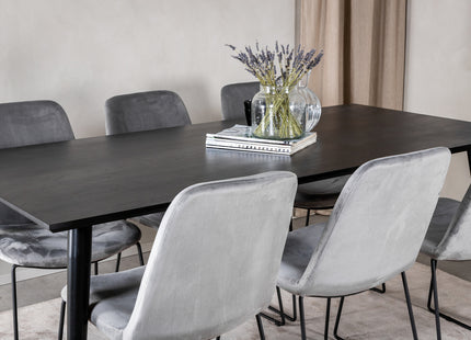 Venture Home Muce & Dipp Matstolar 2-pack Grå + Rektangulära Matbord 180 x 90 Svart