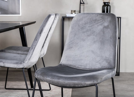 Venture Home Muce & Dipp Matstolar 2-pack Grå + Rektangulära Matbord 180 x 90 Svart