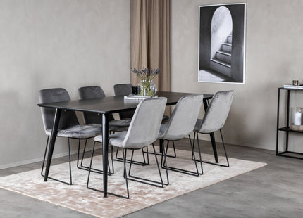 Venture Home Muce & Dipp Matstolar 2-pack Grå + Rektangulära Matbord 180 x 90 Svart