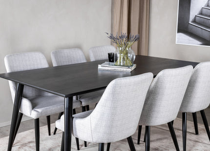 Venture Home Plaza & Dipp Matstolar 2-pack Grå + Rektangulära Matbord 180 x 90 Svart