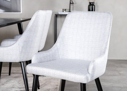 Venture Home Plaza & Dipp Matstolar 2-pack Grå + Rektangulära Matbord 180 x 90 Svart