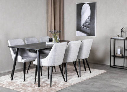 Venture Home Plaza & Dipp Matstolar 2-pack Grå + Rektangulära Matbord 180 x 90 Svart