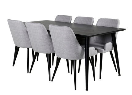 Venture Home Plaza & Dipp Matstolar 2-pack Grå + Rektangulära Matbord 180 x 90 Svart