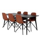 Venture Home Dipp & Polar Rektangulära Matbord 180 x 90 Svart + Matstolar 2-pack Brun
