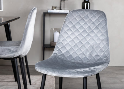 Venture Home Dipp & Polar Rektangulära Matbord 180 x 90 Svart + Matstolar 2-pack Grå