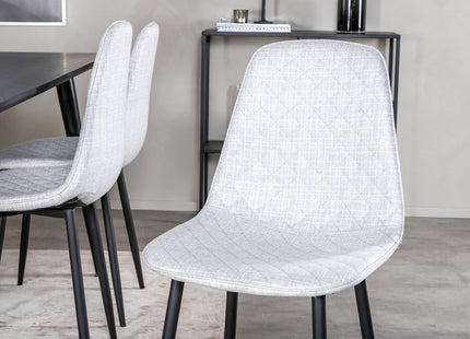 Venture Home Dipp & Polar Rektangulära Matbord 180 x 90 Svart + Matstolar 2-pack Grå