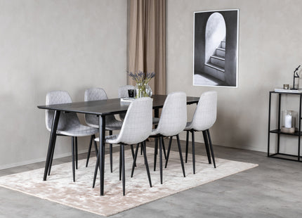 Venture Home Dipp & Polar Rektangulära Matbord 180 x 90 Svart + Matstolar 2-pack Grå