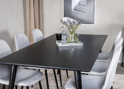 Venture Home Dipp & Polar Rektangulära Matbord 180 x 90 Svart + Matstolar 2-pack Grå