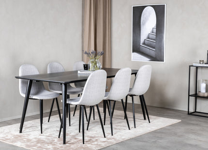 Venture Home Dipp & Polar Rektangulära Matbord 180 x 90 Svart + Matstolar 2-pack Grå