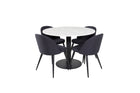 Venture Home Velvet & Estelle Matstolar 2-pack Svart + Runda Matbord ⌀106 Vit