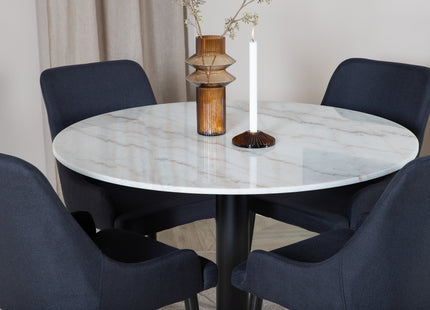 Venture Home Plaza & Estelle Matstolar 2-pack Svart + Runda Matbord ⌀106 Vit