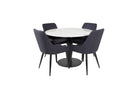Venture Home Plaza & Estelle Matstolar 2-pack Svart + Runda Matbord ⌀106 Vit
