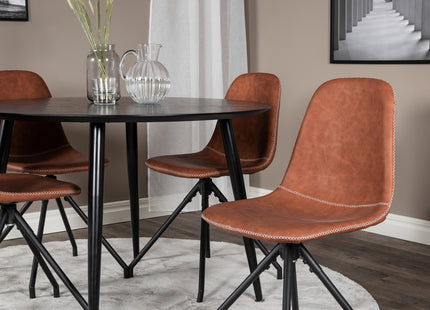 Venture Home Dipp & Polar Runda Matbord ⌀115 Svart + Matstolar 2-pack Brun