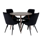 Venture Home Plaza & Velvet Deluxe Runda Matbord ⌀100 Valnöt + Matstolar 2-pack Svart