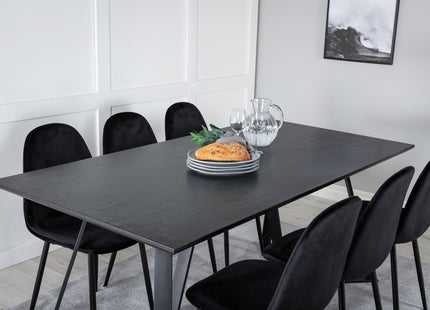 Venture Home Polar & Marina Matstolar 2-pack Svart + Rektangulära Matbord 180 x 90 Svart