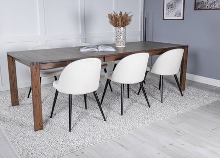 Vind & Venture Home Slider & Velvet Rektangulära Matbord 170 x 95 Nature + Matstolar 2-pack Grädde