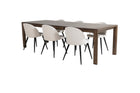 Vind & Venture Home Slider & Velvet Rektangulära Matbord 170 x 95 Nature + Matstolar 2-pack Grädde