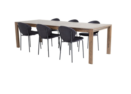 Vind & Venture Home Slider & Vault Rektangulära Matbord 170 x 95 Nature + Matstolar 2-pack Svart