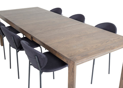Vind & Venture Home Slider & Vault Rektangulära Matbord 170 x 95 Nature + Matstolar 2-pack Svart