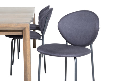 Vind & Venture Home Slider & Vault Rektangulära Matbord 170 x 95 Nature + Matstolar 2-pack Svart