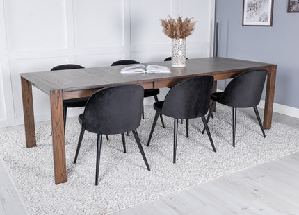 Vind & Venture Home Slider & Velvet Rektangulära Matbord 170 x 95 Nature + Matstolar 2-pack Svart