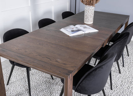 Vind & Venture Home Slider & Velvet Rektangulära Matbord 170 x 95 Nature + Matstolar 2-pack Svart