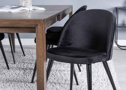 Vind & Venture Home Slider & Velvet Rektangulära Matbord 170 x 95 Nature + Matstolar 2-pack Svart