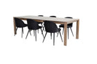 Vind & Venture Home Slider & Velvet Rektangulära Matbord 170 x 95 Nature + Matstolar 2-pack Svart