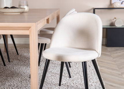 Vind & Venture Home Slider & Velvet Rektangulära Matbord 170 x 95 Whitewash + Matstolar 2-pack Grädde