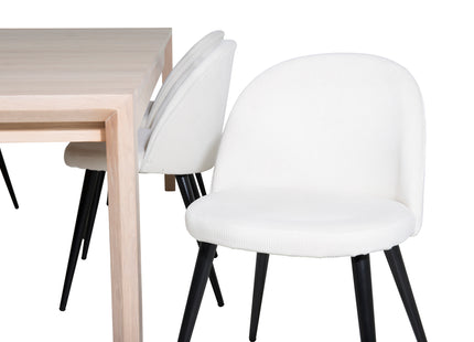 Vind & Venture Home Slider & Velvet Rektangulära Matbord 170 x 95 Whitewash + Matstolar 2-pack Grädde