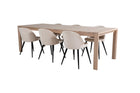 Vind & Venture Home Slider & Velvet Rektangulära Matbord 170 x 95 Whitewash + Matstolar 2-pack Beige