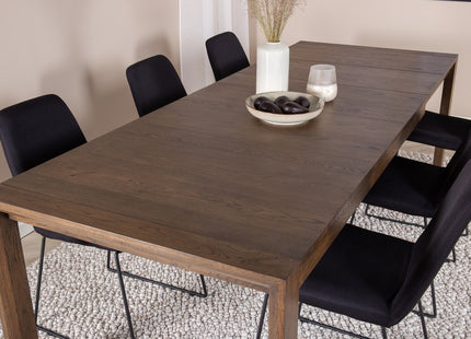 Vind & Venture Home Slider & Muce Rektangulära Matbord 170 x 95 Nature + Matstolar 2-pack Svart
