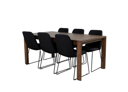 Vind & Venture Home Slider & Muce Rektangulära Matbord 170 x 95 Nature + Matstolar 2-pack Svart