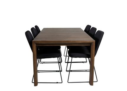 Vind & Venture Home Slider & Muce Rektangulära Matbord 170 x 95 Nature + Matstolar 2-pack Svart