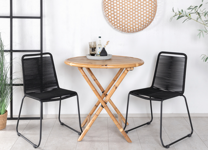 Venture Home Cane & Lindos Cafebord Utomhus Med 2st Matstolar Svart/Natur