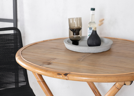 Venture Home Cane & Lindos Cafebord Utomhus Med 2st Matstolar Svart/Natur