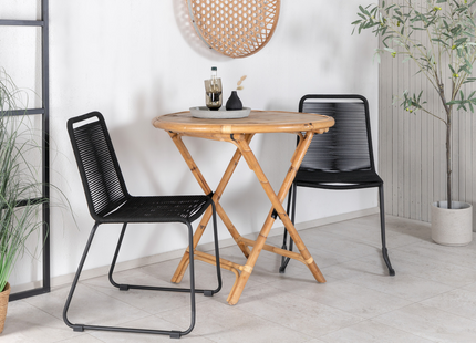 Venture Home Cane & Lindos Cafebord Utomhus Med 2st Matstolar Svart/Natur