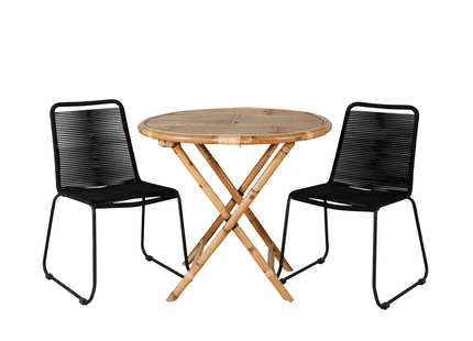 Venture Home Cane & Lindos Cafebord Utomhus Med 2st Matstolar Svart/Natur