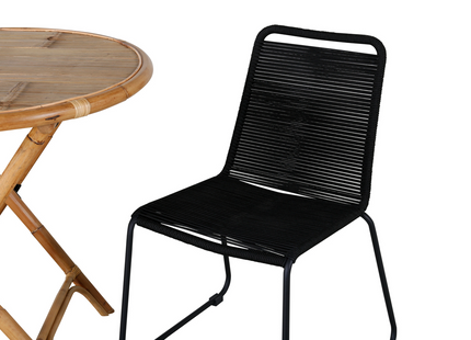 Venture Home Cane & Lindos Cafebord Utomhus Med 2st Matstolar Svart/Natur