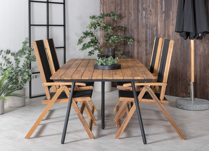 Venture Home Little John & Chan Matgrupp Utomhus Med 4st Matstolar Svart/Natur