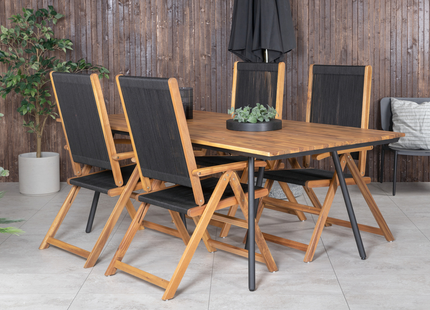 Venture Home Little John & Chan Matgrupp Utomhus Med 4st Matstolar Svart/Natur